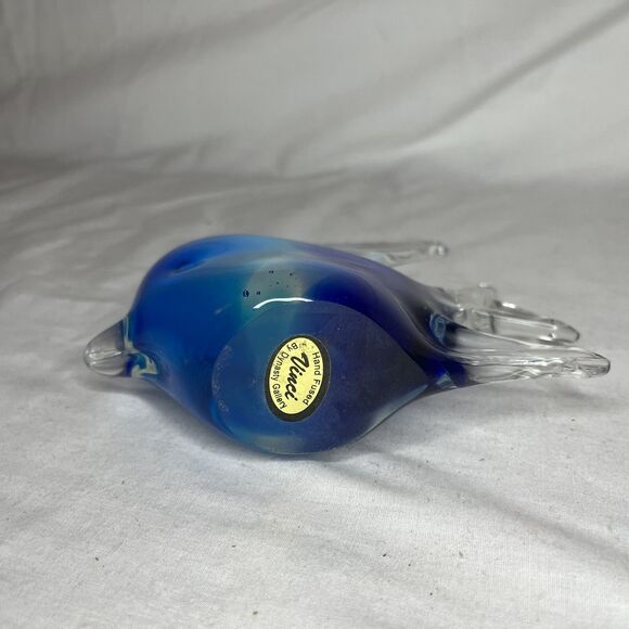 Vinci Dynasty Gallery Tropical Fish Hand Fused Art Glass Figurine Blue 6 Inches - Picture 5 of 6